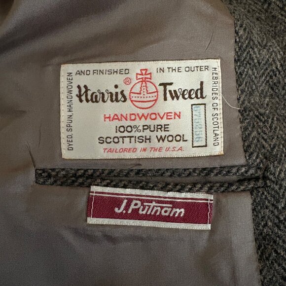 Harris Tweed Brown Herringbone Wool Blazer Womens Size 14 Vintage - Picture 7 of 12